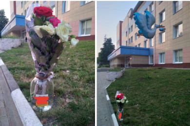 В Белгороде под окнами роддома оставили букет в банке из-под пива