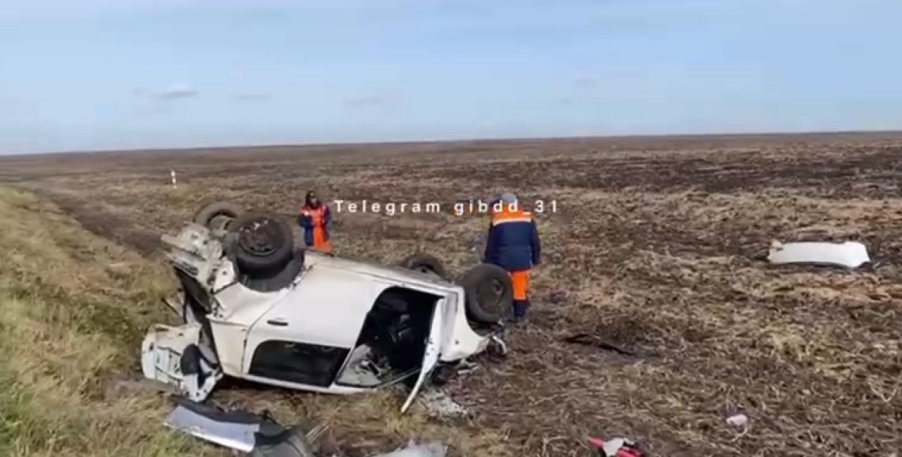 В Белгородской области перевернулась девушка на иномарке