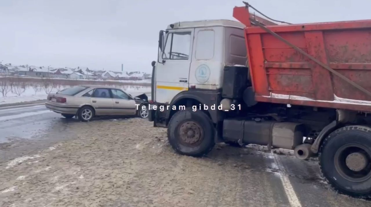 В Белгородской области водитель МАЗа хотел развернуться на&nbsp;трассе и&nbsp;попал в&nbsp;аварию