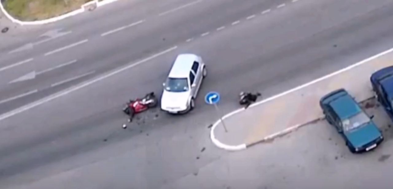 Жесткое ДТП с мотоциклом в Белгороде запечатлела камера